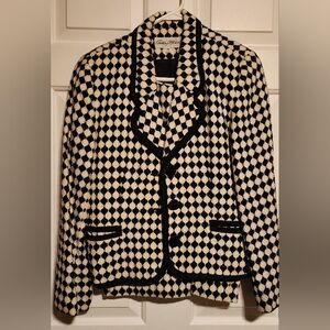 Anthony Michael Chic Black and Ivory Checkered Blazer & Skirt Suit Set